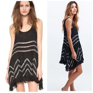 Free People Black and Gray Chevron Swim Cover-Up